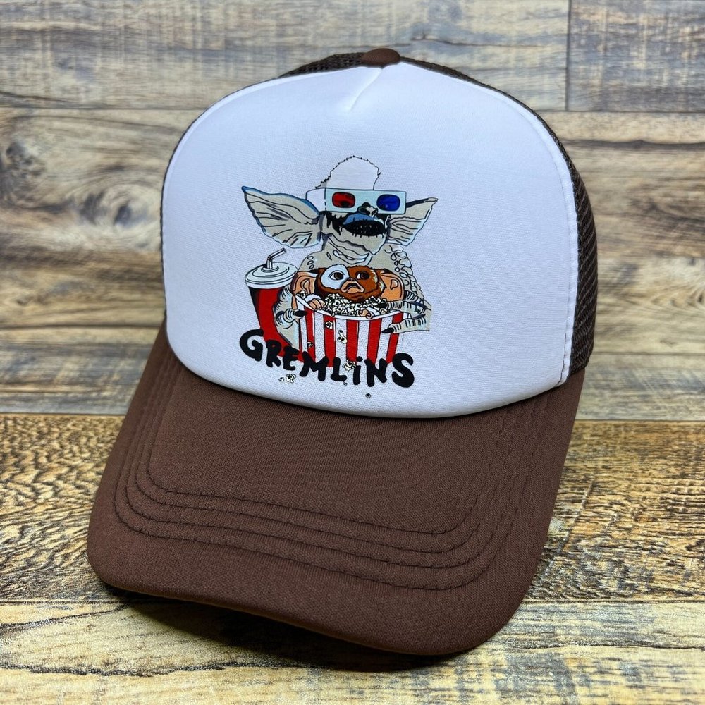 Gremlins Mens Trucker Hat Purple Snapback 80s Comedy Horror Rare Logo Ball Cap
